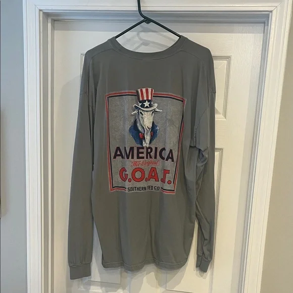Southern Fried Cotton Charcoal Long Sleeve Tee - USA Shirt - Picture 2 of 3